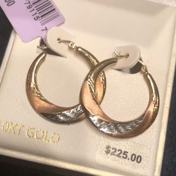 NWT 10K tri-colored gold earrings - Picture 7 of 8